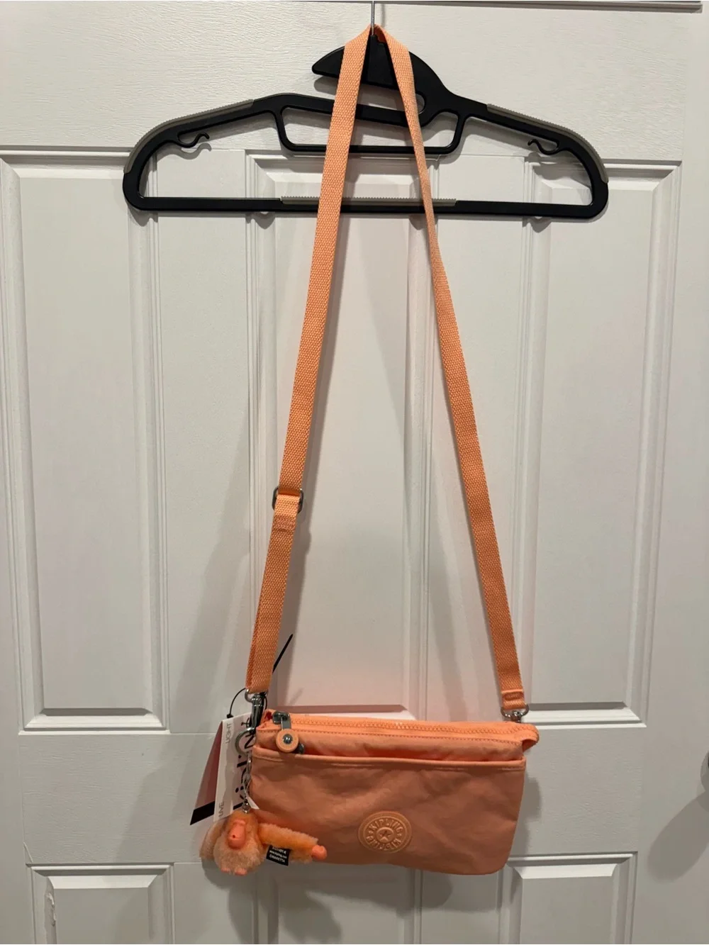 Kipling Peach Orange Crossbody Bag with Plush Monkey Charm